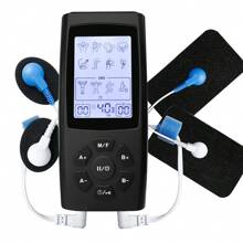 Unidad TENS de 40 intensidades de 2 canales recargable con 10 almohadillas de electrodos reutilizables. Estimulador muscular con pantalla grande para masaje de todo el Body