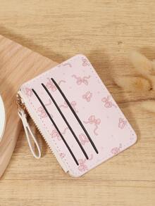 粉色蝴蝶结爱心图案拉链小钱包零钱包小钱包双折超薄女士钱包迷你薄、轻便、多层便携、身份证、信用卡简约、时尚、现代、商务、周年纪念、生日礼物、礼物、女孩、女士、女性、学校宿舍和返校用书包 - 粉色 - 查看 6