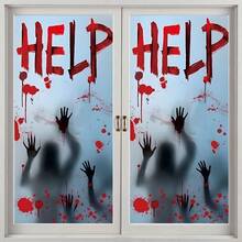 1/2 Pieces, Halloween Style Horror Pattern Window Film Decal - Large Size Halloween Red Blood Handprints Footprints "HELP / DO NOT ENTER" Decorative Design, Horror Ghost Shadow, Anti-Peeping Privacy Window Film, Enhance Your Home Decoration Halloween Decor Christmas Decoration Thanksgiving Wedding Home Decor Home Decor Fall Decor Autumn Decor Birthday Decorations For Gifts Party Supplies Indoor Holiday Festival Decor Wall Decor Halloween Ornaments - Multicolor - View 13