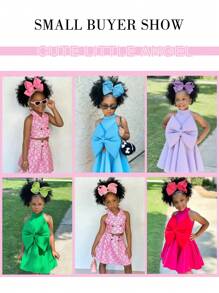 1pc Soft & Cute 8-Inch Fluffy Wig With Colorful Bow, Suitable For Children, Elastic Hair Scrunchie Twist Ponytail, Mini Size, Elastic Fluffy Wig, Fit For Baby Girls - Natural Black - View 6