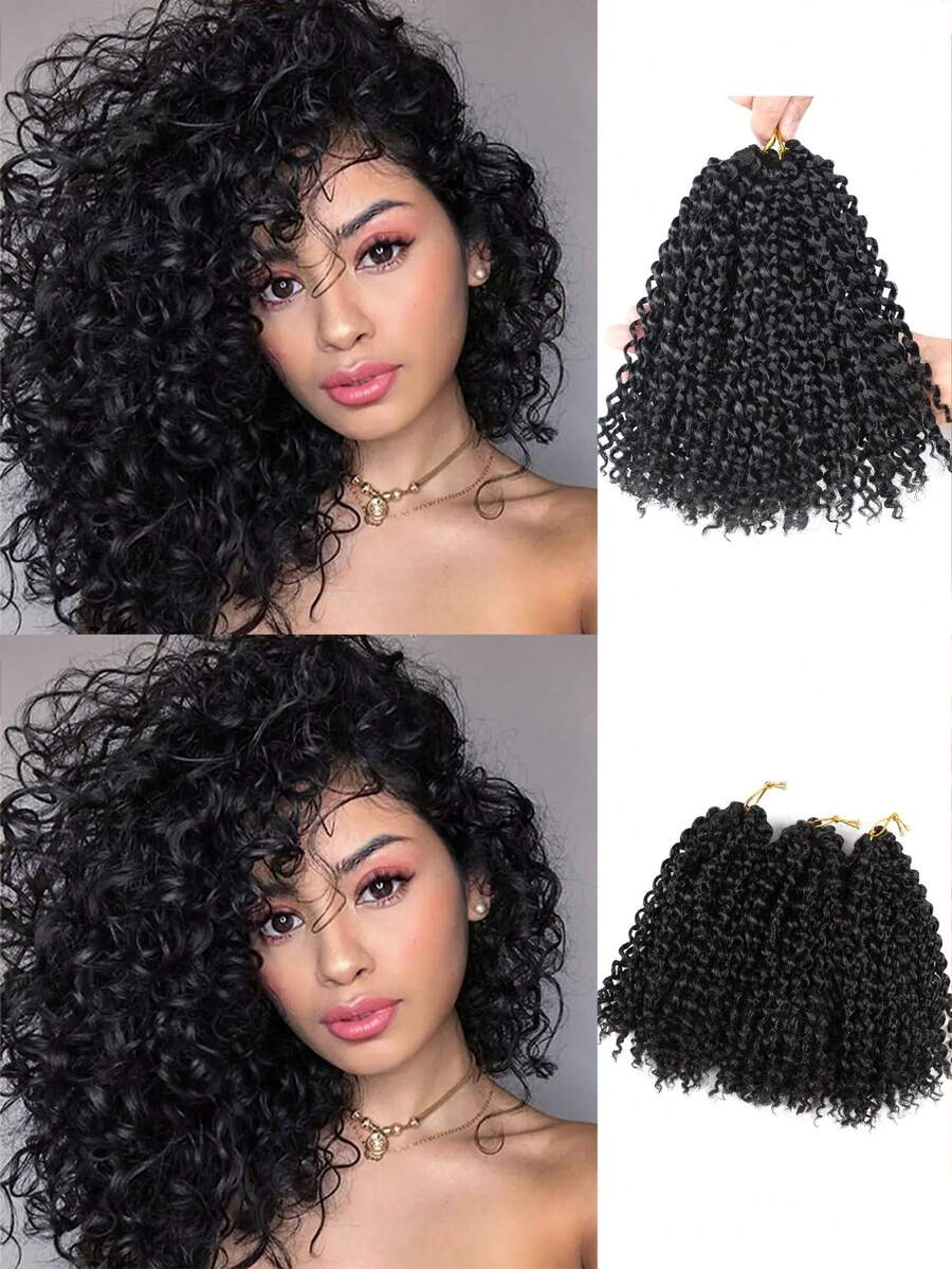 8 英寸卷曲渐变色 3 件 Marly Bob 接发 Jerry 钩针编织蓬松非洲卷曲钩针辫子合成发短蓬松非洲弹簧扭结钩针编织发女士非洲卷曲头发钩针辫子合成钩针接发日常使用