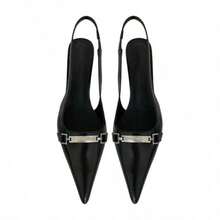 Designer Flat Mouth Pointed High Heels Stiletto Heel - Black - View 1