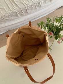 Letnia, świeża i delikatna koronkowa torba typu tote, wydrążona, swobodna, pojemna torebka do pracy i dojazdów