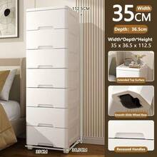 Bedroom/Living Room Minimalist Bedside Drawer Cabinet, Storage Rack With Wheels, Multifunctional File Cabinet, No Pull Handle Design - Multicolor - View 20