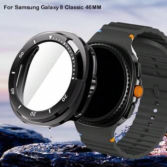 Protector de pantalla para reloj 8 clásico de 46 mm, película de vidrio templado, cubierta de marco resistente de PC a prueba de golpes