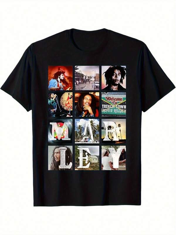 Men'S Marley Square Graphic T-Shirt - Casual Crew Neck, Breathable & Comfortable, Short Sleeve, Regular Fit, Ideal For Spring/Summer/Fall, Everyday Tshirt|Vibrant Print Tee|Comfortable Fit