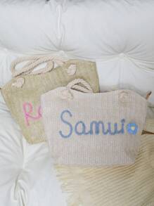 Customized Gift Customized Personalize Name Letter Beach Tote Bag, Fashion Handbag, Hostess/Bridesmaid Gift, Party/Birthday/Christmas Gift Letter Portable,Multifunction,Versatile,Large Capacity,Functional,Practical,All-Purpose Cute,Adorable,Contracted,Vacay Vibes/Vacation,School Supplies,Back To School,For Office,For School,For Classroom,For Teacher Gifts,For University,For Colleague,For Dorm Rooms,For Teacher,For Boys And Girls,For Teenagers,Junior High School Students,Middle School Students,High School Senior High School Students,College Students,University Students,Freshman,Sophomore,Underclassmen