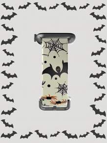 1pc Halloween Spider Web Soft Elastic Breathable Comfortable Wristband Replacement Strap Compatible With Multiple Smartwatch Models, Unisex