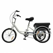 YUNRUX 8 Gears 20 Inch 3-Wheel Tricycle Bike For Adults Seniors Bike With Shopping Basket Tricycle Adult Bike With Shopping Basket For Seniors - 白色 - 查看 6