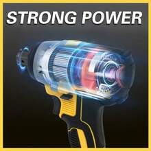 Impact Wrench, 20V Impact Brushless Motor, 1/2 Inch Electric Impact Gun, High Torque Brushless Impact Wrench With 3.0Ah Battery, Fast Charger - Màu vàng - Xem 5