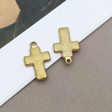 2 件不锈钢金色十字架吊坠，十字架吊坠，适用于 DIY 手链项链耳环链珠宝制作配件 - 金色 - 查看 8