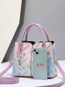 Women's Handbag Set, Fashion Shoulder Bag With Embroidered Small Square Bag - Purple - View 4