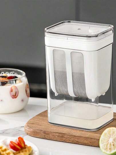 1 pieza Colador de yogur reutilizable, malla súper fina con tapa - Ideal para escurrir yogur espeso, queso, leche de soja, perfecto para el hogar o restaurante, fácil de limpiar, accesorio de cocina esencial, regalo para chefs en casa, ahorra espacio, excelente regalo de Navidad para la cocina