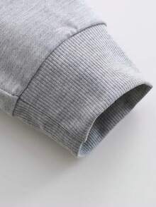 青少年女孩字母 A 印花连帽开衫，适合女孩休闲舒适秋冬时尚服装休闲服 - 灰色 - 查看 4