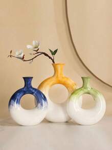 Nordic Creative Donut Ceramic Vase, Hand-Painted Technology, Suitable For Living Room Decorative Vases, Restaurant Decorative Ornaments, Outdoor Garden Decorative Ornaments, Birthday Anniversary Exquisite Small Gifts, The Best Christmas Gift. Home Decor Flower Vase Glass Vase