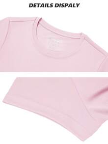 KEFITEVD Women's Short Sleeve T-Shirts UPF 50+ Sun Protection Quick Dry Athletic Running Workout Rash Guard Tops - Rosa Pálido - Ver 6