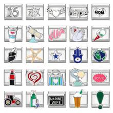 1件装DIY意大利模块化手链套装，饰有五角星、糖果和爱心元素，适合作为派对礼物送给朋友/情侣，适用于圣诞节、新年、万圣节、情人节等节日，设计精美，不锈钢材质，本土制造，实用时尚，是圣诞节和万圣节的必备单品，色调沉稳，充满圣诞气息。