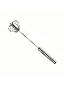 1pc Stainless Steel Semi-Automatic Egg Beater, Stainless Steel Hand Push Rotary Mixer, Egg Whisk, Cooking Utensil, Baking Tool, Practical Kitchen Tool - Multicolor - View 12