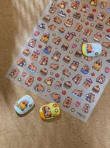 1 conjunto de adesivos de arte para unhas com expressão de desenho animado de capivara fofa, adesivos decorativos multicombinados