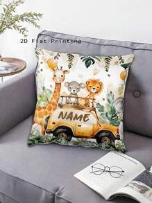 1pc Personalized Pillow Case With Cute Animal Design, Customizable Name, Gift For Kids, Children, Grandkids Birthday Party, Home Decor For Bedroom, Living Room, Study, Single-Sided Printed Pillowcase,Washable,Lightweight,Breathable, Funny,Cute,Love,Soft,Comfortable,Custom,Unique,Personalized,Ideal Gifts For Him,Ideal Gifts For Her,Ideal Gifts For Boyfriend,Ideal Gifts For Girlfriend,Ideal Gifts For Dad,Ideal Gifts For Mom,Ideal Gifts For Friends,Ideal Gifts For Family,Him,Her,Boyfriend,Girlfriend,Dad,Family,Mom,Friends,For Anniversaries,For Graduation,For Housewarming,For Weddings,For Birthdays,Car,Sofa,Tea Room,Living Room