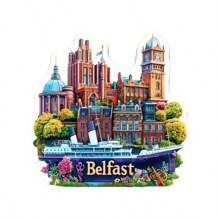 1 pieza Imán de nevera con paisaje urbano 2D - Adecuado para regalar a amigos en vacaciones, múltiples imanes de acrílico y goma blanda aplicables a puertas metálicas, refrigeradores, armarios de almacenamiento - Regalo decorativo creativo para el hogar para amantes de los viajes, graduación, aniversario, Navidad, Acción de Gracias, Imán de refrigerador