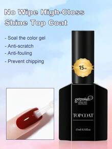 2Pcs 15ml Base Coat And Top Coat Set - Shine Finish And Long Lasting, Soak Off LED Nail Lamp Gel Base No Wipe Top Coat Finish Nail Art Design Manicure Gifts For Women - Clear - View 2