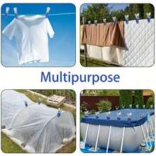 12pcs Heavy Duty Swimming Pool Cover Clips With Blue Handles - Corrosion Resistant Stainless Steel Locking Spring Mechanism, Suitable For In-Ground Pools, Home/Commercial Installation Maintenance Photography Essential - Pool Accessories (12pcs Set)