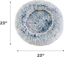 Original Calming Donut Dog And Cat Bed, Shag Faux Fur, Denim Blue, Small (23x23) - Helps Provide Anxiety Relief For Pets,10123607 - 藍色 - 查看 9