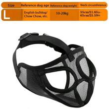 可调节法国斗牛犬口套，带舌头伸出设计 - 透气尼龙网，佩戴舒适，防止进食、咬人、舔人 - 非常适合梳理和遛短鼻子犬，如西施犬、哈巴狗、英国斗牛犬，宠物散步装备|安全贴合口套|尼龙口套，小型犬用狗口套