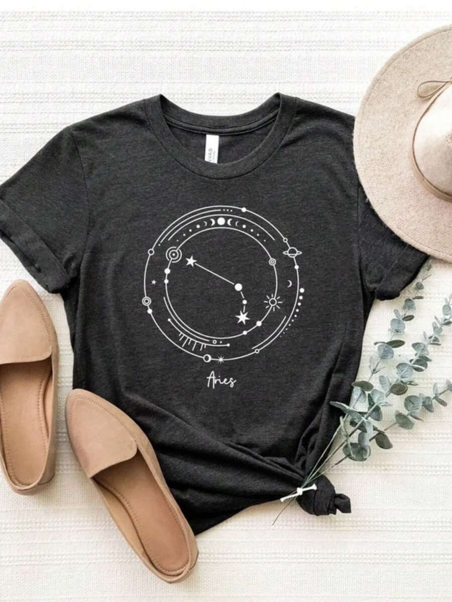 Stylish Women's Tshirt Aries Shirt Launch 100% Cotton T-Shirt Loose Oversized Plus Size T-Shirt - màu đen - Xem 1