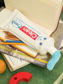 Joivida Exprime la diversión, estuche para lápices con forma de tubo de pasta de dientes para sonrisas creativas, pasta y juego, tubo de lápiz plegable y lindo para amigos de la escuela, vuelta a clases, útiles escolares, estuche para lápices, mochila escolar - Blanco - Ver 2
