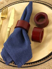 1/2/4pcs Natural Brown Wooden Napkin Rings, Suitable For Boho Style Country Party Dining Table Decor - Brown - View 4