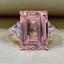 خاتم مربع من الزركونيا المكعبة بتصميم بسيط باللون الوردي والأصفر والأبيض، هدية للخطوبة والزفاف والحفلات وعيد الميلاد