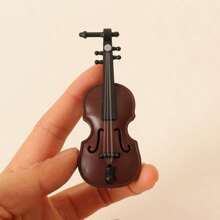 1pc Beautiful And Charming Miniature Violin - Retro-Style Plastic Musical Instrument, Suitable For Doll House Decoration, Collection Pendants And Creative Handmade Accessories, Shipped In Random Colors.
