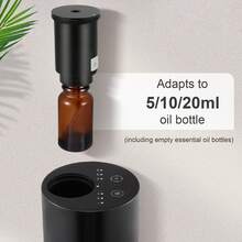 Waterless Essential Oil Diffuser (Black, 60x40cm) – Battery-Operated Nebulizer (20mL) | 3 Timers & Mist Levels (Home/Car/Office) - Black - View 8