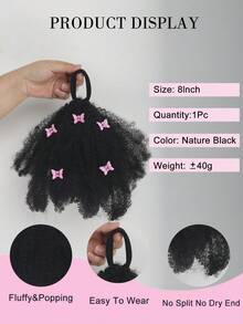 1 pieza Suave y lindo Coletero de 8 pulgadas para niños, banda elástica para el cabello con giro, tamaño mini, esponjoso y elástico, adecuado para niñas bebé - Negro - Ver 4