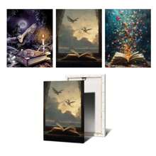 3 件帆布印刷装饰画，宇宙，火焰，家居装饰画，抽象书，森林，龙，室内家居墙壁装饰艺术可选框架