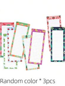 Bộ 1/2/3/4/8 cuốn sổ tay từ tính kích thước 7.5*3.5 inch, có thể gắn từ tính vào tủ lạnh và các bề mặt từ tính khác để ghi danh sách mua sắm, danh sách việc cần làm, lời nhắc nhở. Mặt sau có chun co giãn với họa tiết trái cây sống động. Mỗi bộ gồm 25 tờ (màu sắc và kiểu dáng ngẫu nhiên), thích hợp cho trường học và sử dụng theo mùa. - Nhiều màu - Xem 10