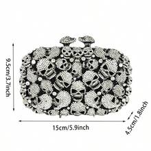 Glitter Skulls Rhinestone Purse Women's Clutch Handbags Crystal Evening Bags Diamond Evening Clutches For Party Prom - Bạc - Xem 2