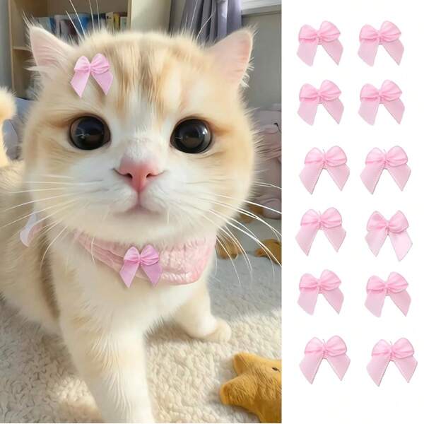 50pcs Pink Bow Pet Headwear, Suitable For Dog Cat Pet Grooming And Beauty Accessories, Cute Pet Decoration For Holidays