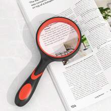 Magnifying Glass 6x High Magnification Reading Magnifier Handheld 100mm Inner Diameter Optical Glass Lens Impact Resistant Compact Easy To Carry Suitable For Newspaper Reading/Detailed Work/Insect/Plant Observation Etc. Great Gift For Respect For The Aged Day