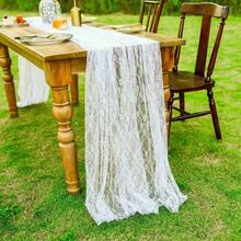 1 pieza Mantel de encaje de estilo vintage americano country, unicolor, adecuado para bodas, fiestas, estilo nórdico - Multicolor - Ver 6