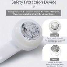 USB Rechargeable Fabric Shaver - 2-In-1 Electric Lint & Pilling Remover For Clothes, Sweaters, Blankets - Portable Hair Ball Trimmer For Furniture, Carpet, Sofa - Home & Travel Cleaning Tool - 白色 - 查看 8