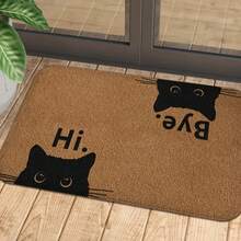 1 Cute Cat-Patterned Doormat - Double-Sided "Goodbye" And "Hello!" Welcome Floor Mat, Durable 100% Polyester Machine Washable, Suitable For Both Indoor And Outdoor Use, Perfect For Entrance, Living Room And Kitchen Decoration. Decorative Door Mat, Textured Surface Mat, Cat Theme - 彩色 - 查看 4