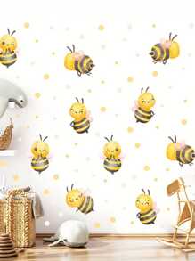 1 Set Lebendige Bienen Wandaufkleber Fensteraufkleber - selbstklebende wasserfeste PVC Aufkleber, Aquarell Bienen Garten Thema ästhetische Heimdekoration für Schlafzimmer, Wohnzimmer oder Büro im Frühling, Sommer, Herbst und Winter.
