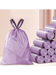 100pcs/Pack Scented Drawstring Trash Bags, Portable, Suitable For Home, Party, Events, Purple Color - 100pcs - View 2