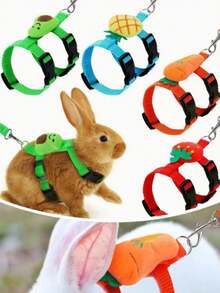 Einfarbiges, süßes Haustier mit verstellbarem rutschfestem Zugseil, Kaninchen-Geschirr und Leine, verstellbar für kleine Tiere wie Frettchen, Meerschweinchen, Igel zum Spazierengehen Outdoor, süße Dekorationen