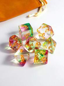 7pcs/Set Polyhedral Dice, Colorful Dice, Board Game, Rolling, Party, Holiday, Family Game, Halloween, Christmas Gift