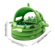 1 个充气鲨鱼主题大型游泳池 - 适合夏季降温，非常适合户外家庭水上派对，采用 PVC 材料制成