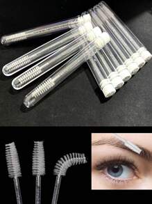 50Pcs Eyelash Brush Tube Disposable Mascara Wands Tube Reusable Lash S Brush Dust-Proof Cleaner Storage Tubes, Eyebrow Brush, Eyeshadow Brush, Brush - White - View 2